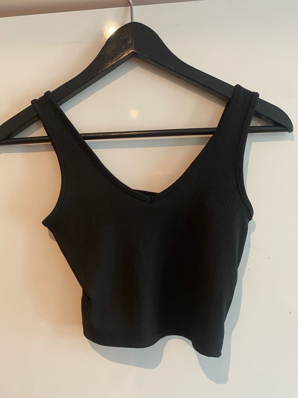 Classic Black Ribbed V-Neck Tank Top